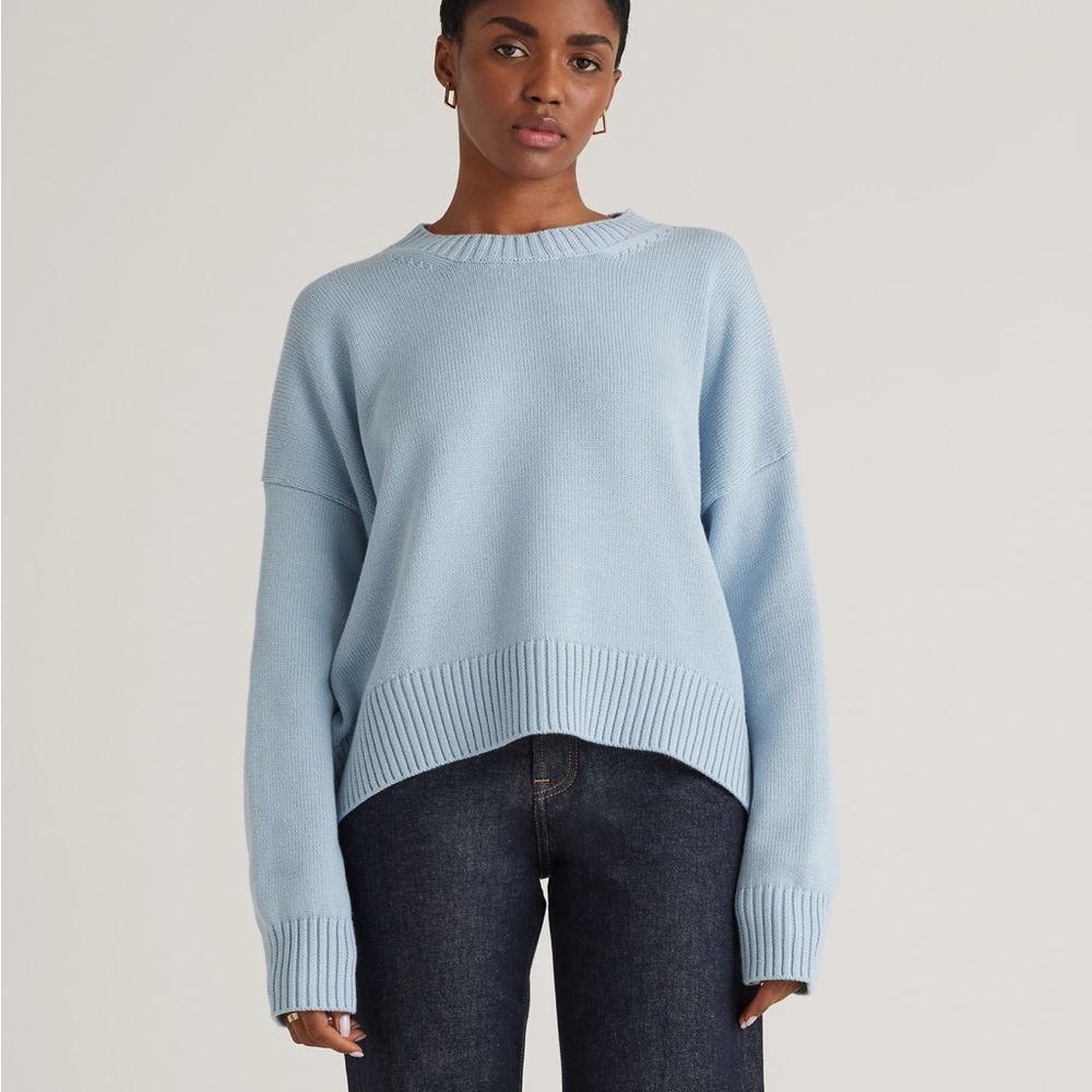 Quince Organic Cotton Boyfriend Crew Sweater Size S
